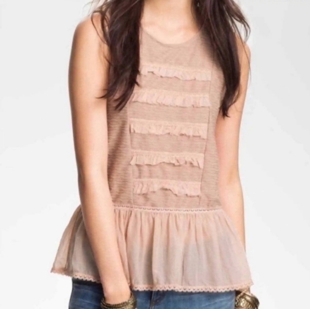 Free people poplin peplum sleeveless top blouse size small